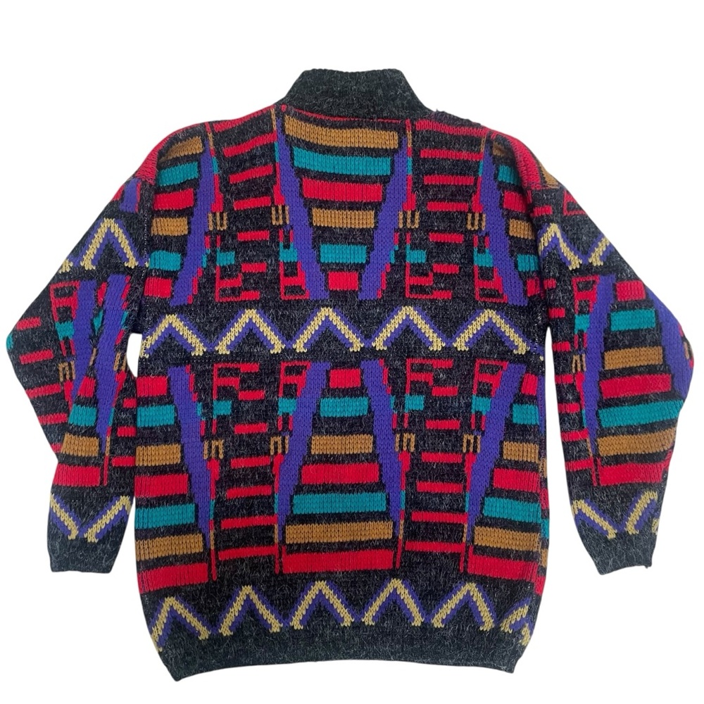 Vtg Culture Club Vibrant Geometric Colorful Pattern Made in USA Sweater Small